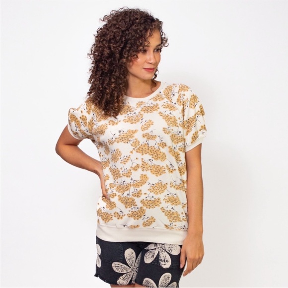 The Great The Puff Sleeve Sweatshirt Chamomile floral￼ Print Crew Size 0/XS - Picture 3 of 8